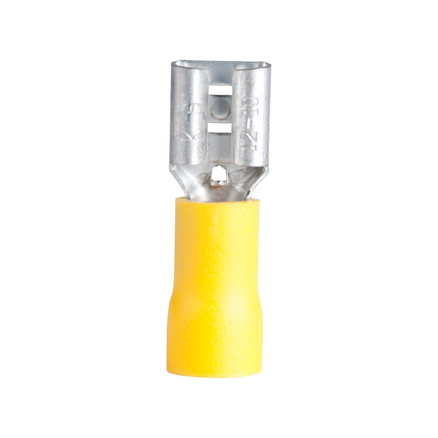 Disconnect, Crimp Terminal, #12-#10 AWG (5 mm²), 0.25&quot; Tab, Vinyl-Insulated - Female, Yellow, (16/Pkg) -20-145F