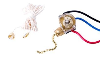DP3T Variable  4 Speed and Two Circuit Pull-Chain Switch 6A 125VAC F/O/O/O - GSW-39