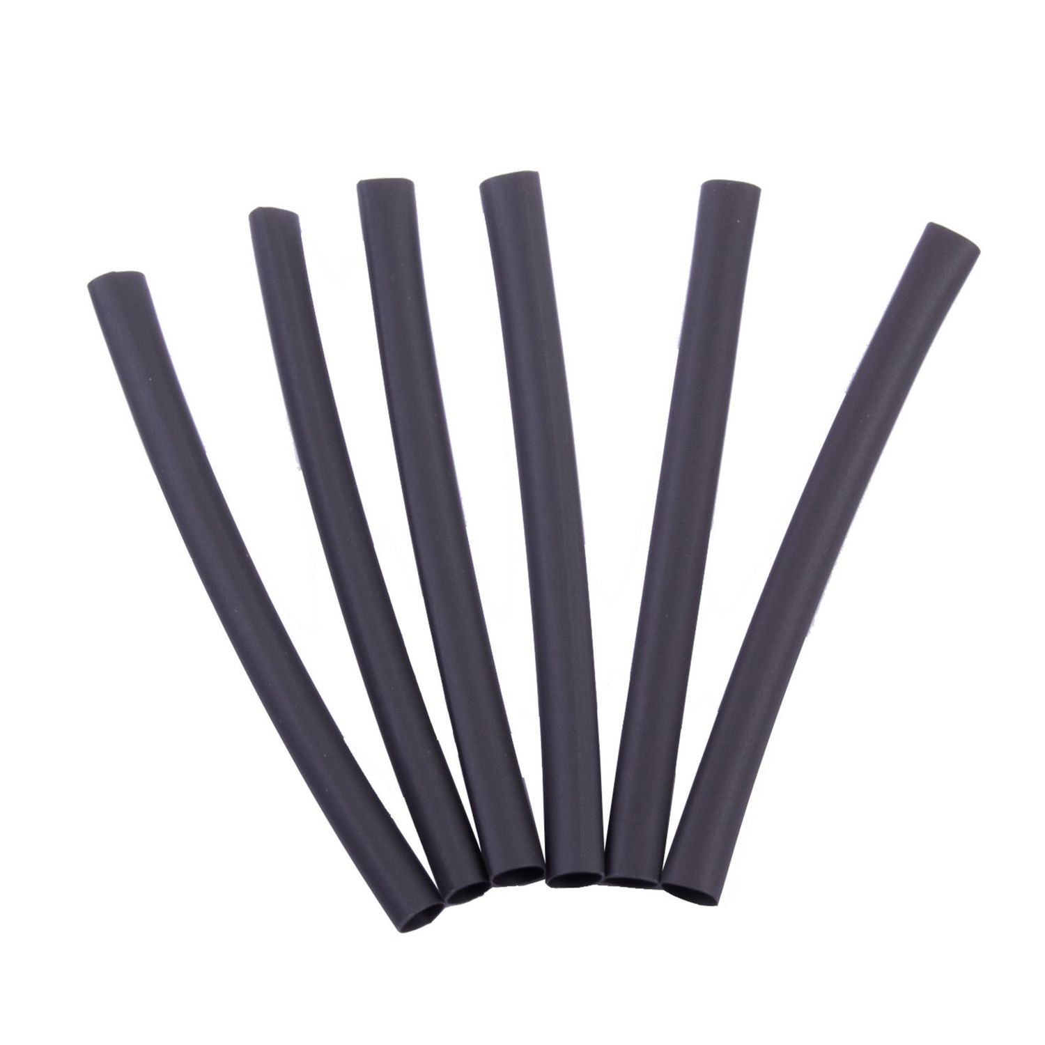Polyolefin Heat Shrink Tubing, 2:1 Shrink Ratio 1/4 in. (6.4 mm) Dia. to 1/8 in (3.8mm) Dia., 4 In. Long, Black, (6/Pkg)  HST-250