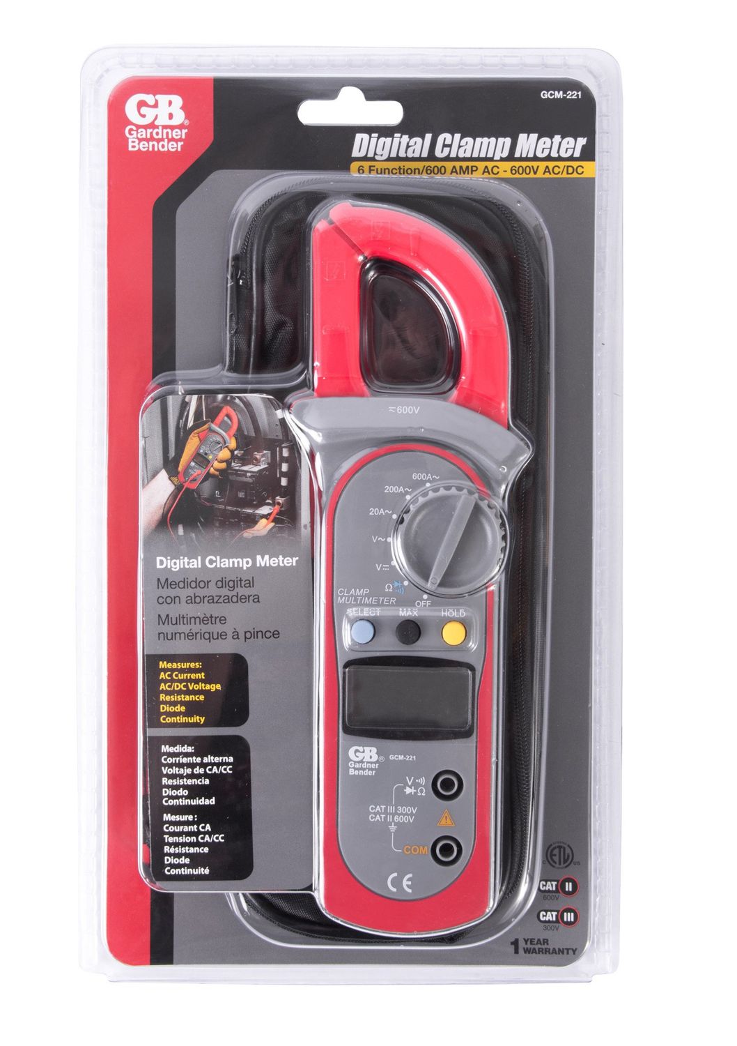 6 Function Digital Manual Ranging Clamp Meter/ GCM-221