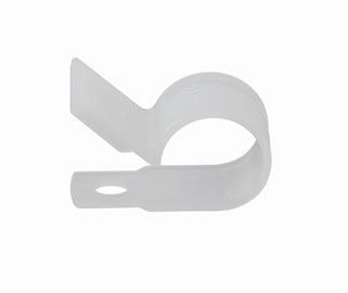 Plastic Cable Clamp, 3/8&quot; Dia, Smooth Edge, Fast Install, Screw or Nail Mount, Natural 15/Bag/ PPC-1538
