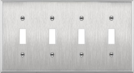 7714-SV Toggle Switch Four-Gang Metal Wall Plate
