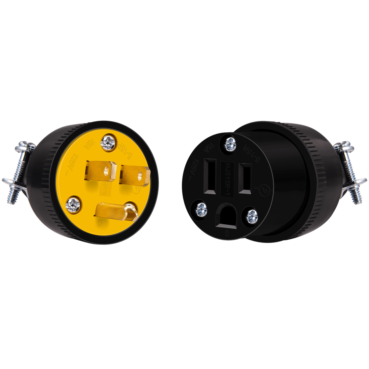 66212-BK 15 AMP 125 VOLT 60 HZ STRAIGHT BLADE PLUG AND CONNECTOR COMBO NEMA 5-15P/R