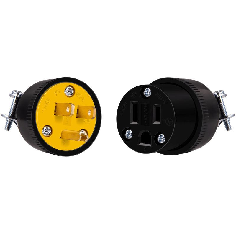 66212-BK 15 AMP 125 VOLT 60 HZ STRAIGHT BLADE PLUG AND CONNECTOR COMBO NEMA 5-15P/R
