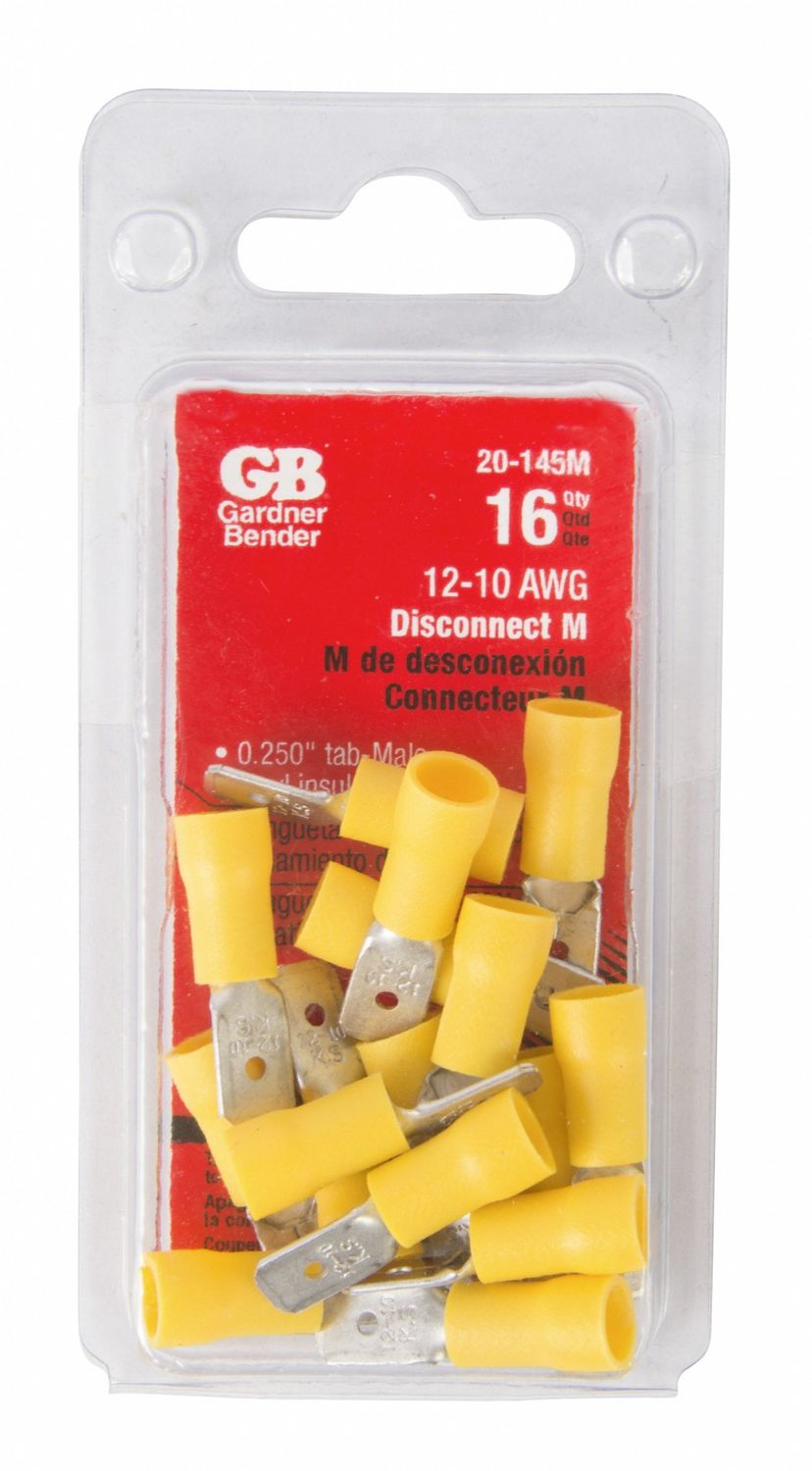 #12-#10 AWG (5 mm²) Vinyl-Insulated Disconnect (0.25&quot; Tab) - Male / 20-145M
