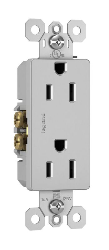 RECEPT DOBLE 15A/125V DECO GRIS- C1107- GY/885GRY