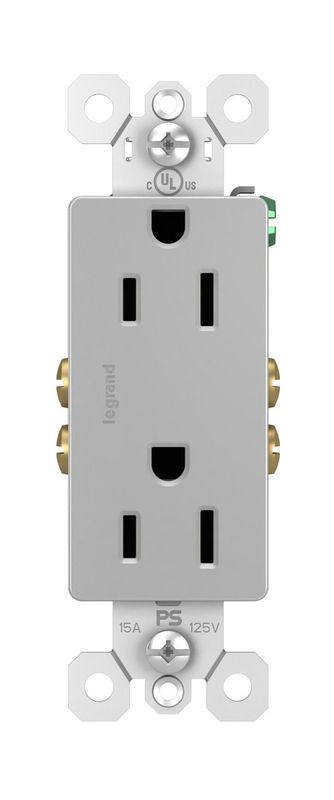 RECEPT DOBLE 15A/125V DECO GRIS- C1107- GY/885GRY