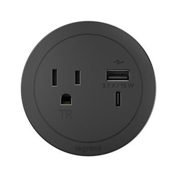 RFPCRUAUC-BK (Black) ROUND FURNITURE POWER CENTERS