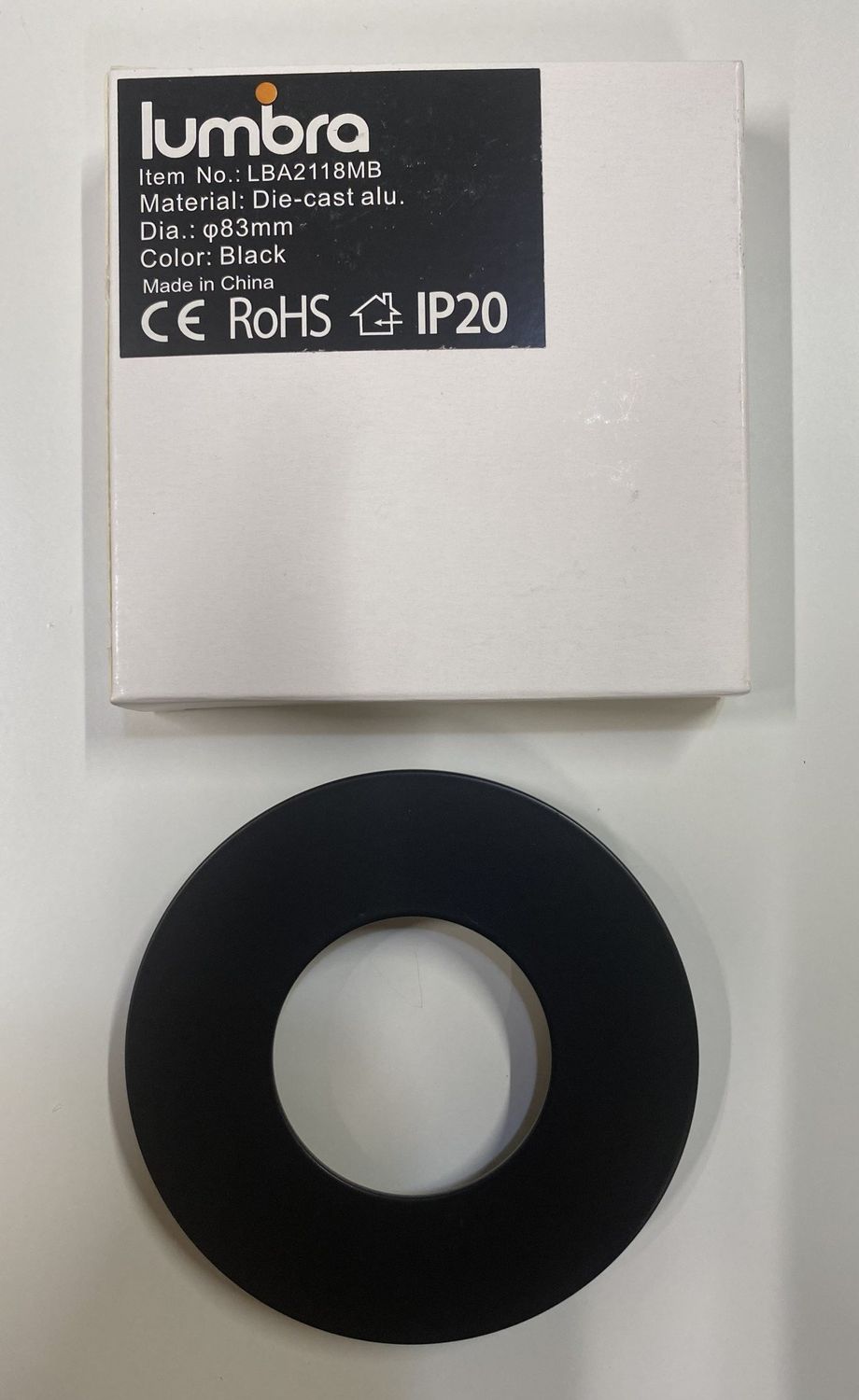 LBA2118MBR MATE BLACK ROUND BEZEL DIE CAST ALUMINUM DIA.: φ83 FOR LAMP FIXTURE