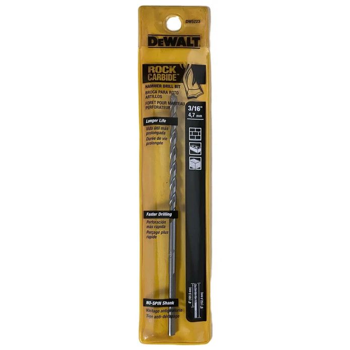 BD-DW5223Y/ BARRENA PARA CEMENTO, 3/16&quot; X 6&quot; DE CARBURO