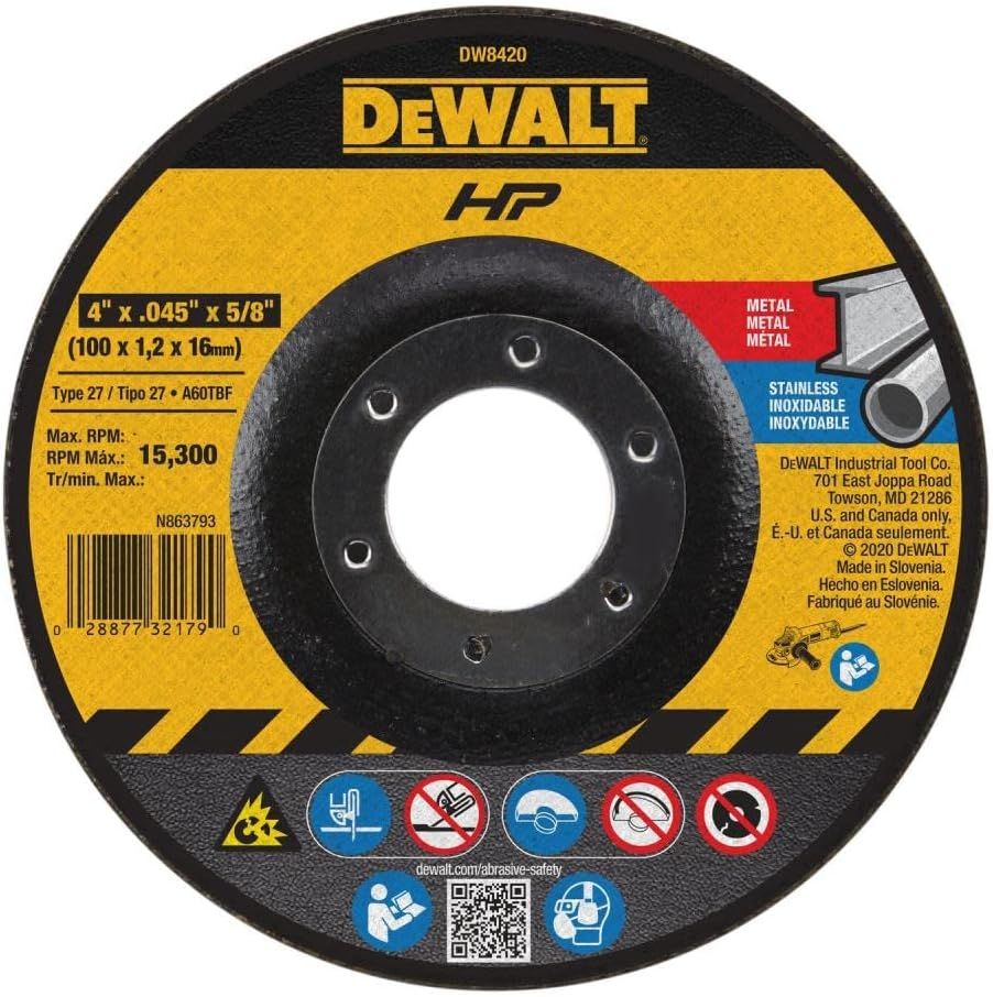 DEWALT DISCO CORTAR METAL 4&quot; X 0.35&quot;X 3/8 FLAT/ DW8420Z