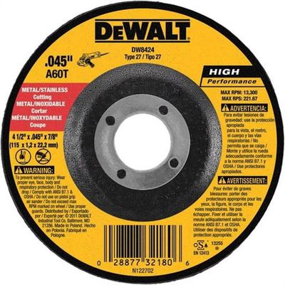 BD-DW8424Z/DISCO CORTAR S/S 4 1/2&quot; X 0.45&quot; DEPRESS