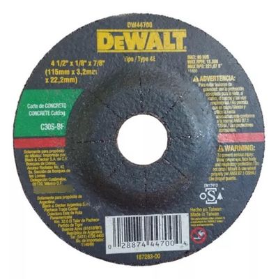 BD-DW44700/DISCO CORTAR CEMENTO 4 1/2&quot;  X 1/8&quot; DEPRESS