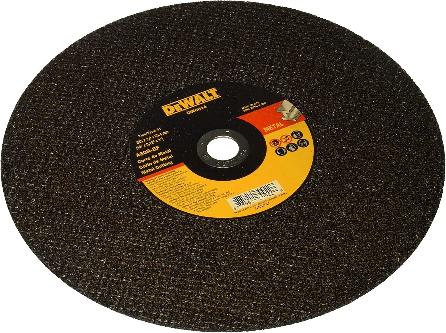 BD-DW0014/DISCO CORTAR METAL 14&quot; X 7/64 X 1 FLAT DEWALT