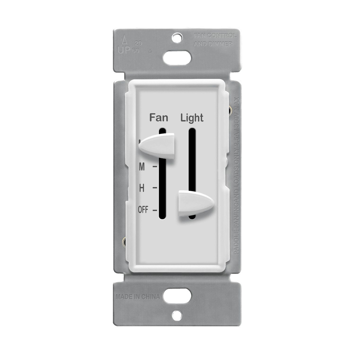 3-Speed Control and LED Dimmer Slider, Single Pole/ 17001-F3-W