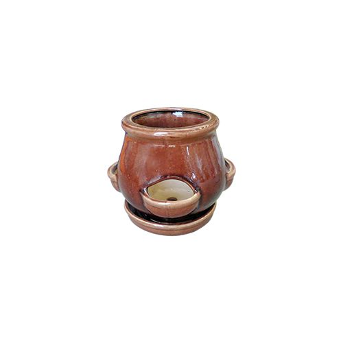 Pot Glazed Cactus/Strawberry Jar 7x7x6 Aztec Orange