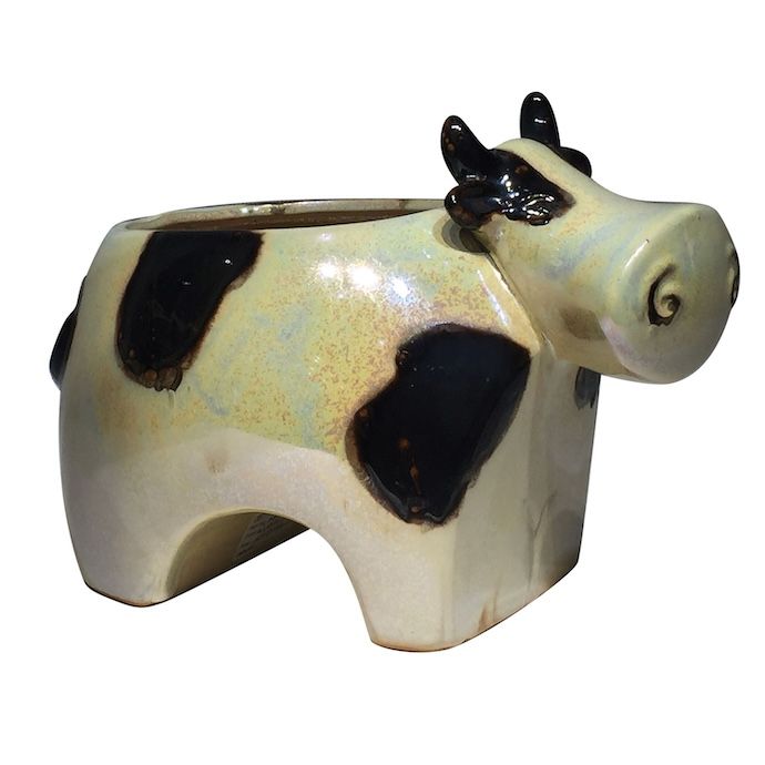 Pot Cow Planter Lrg 12x8x9  Black/White