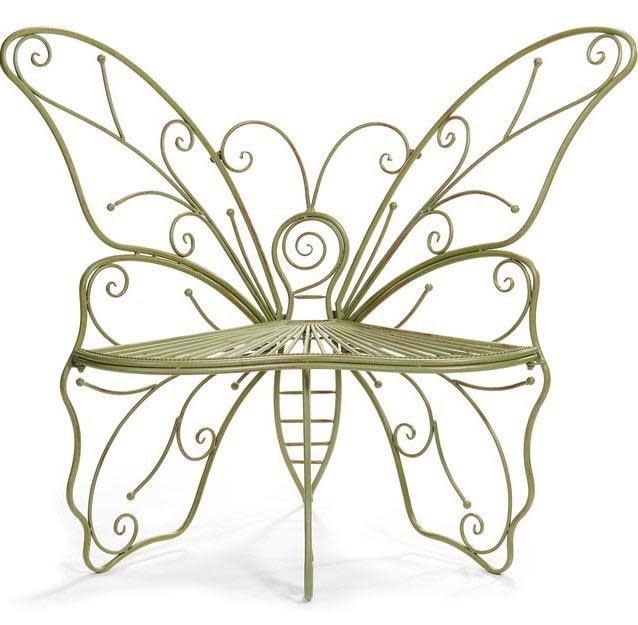 Bench Butterfly 51x20x38 Green/Yellow Metal