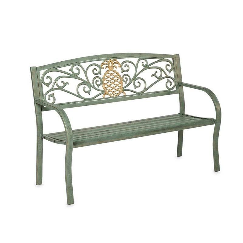 Bench Pineapple Verdigris 50x33.5x21 Metal