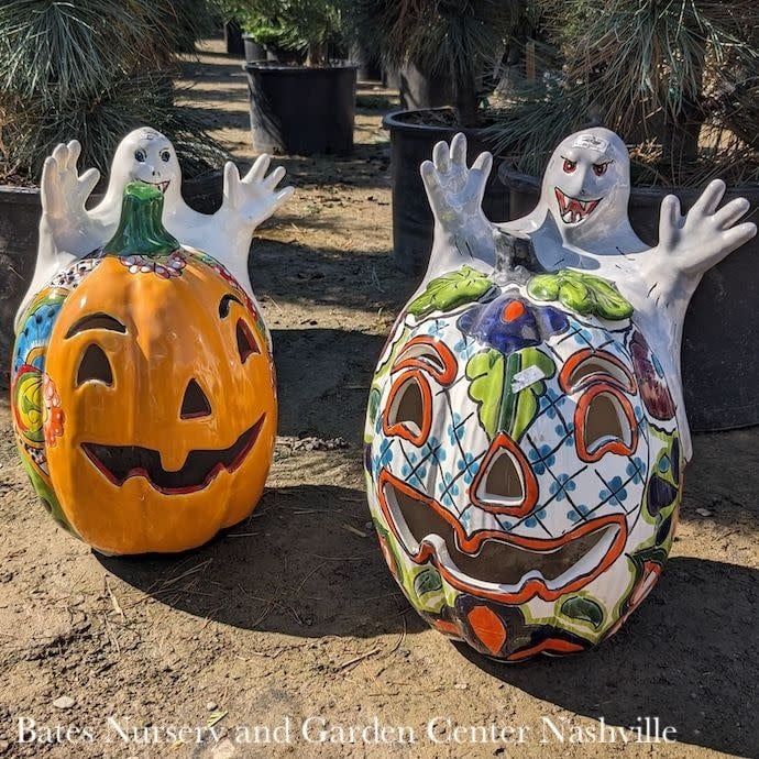 Lantern Ghost on Pumpkin  14x9 Talavera