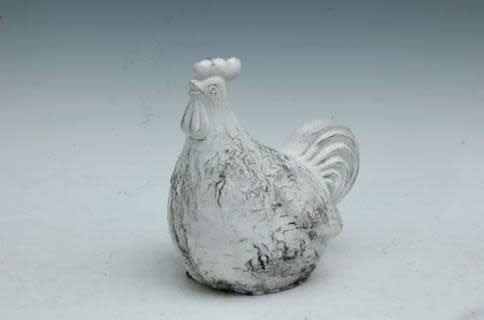 Statuary Rooster Birch-Look 9x6x10 Cement