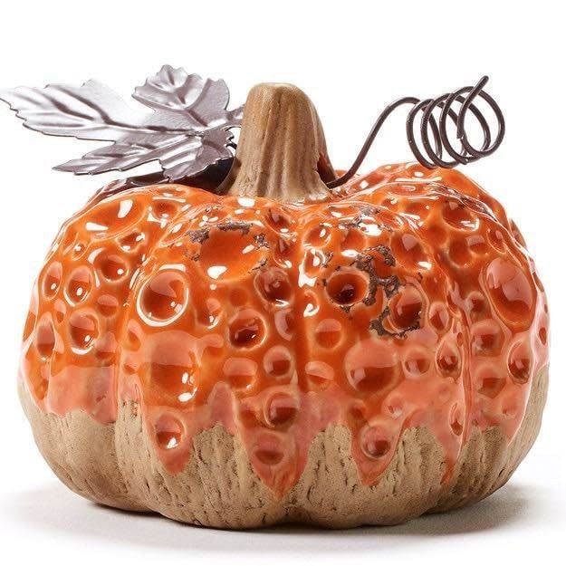 Fall Decor Statuary Pumpkin 3x3x2.75 Ceramic