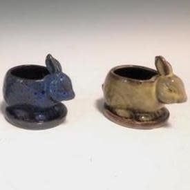 Pot Glazed Rabbit/Bunny w/att Saucer 5x5 Asst