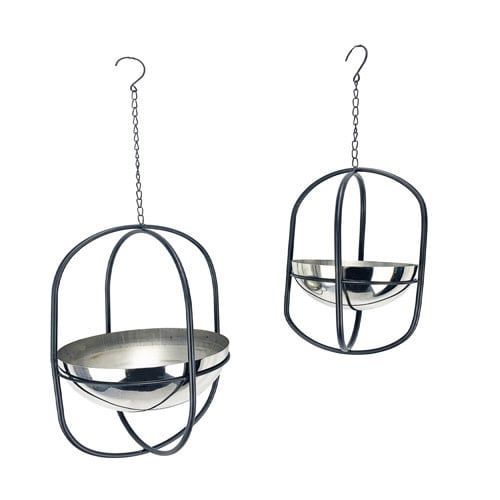 Hanging Planter Double Oval Frame w/Stainless Steel Bowl Sml 6x3x18