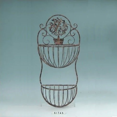 Wall Basket/Planter Double Rustic White 30&quot;h