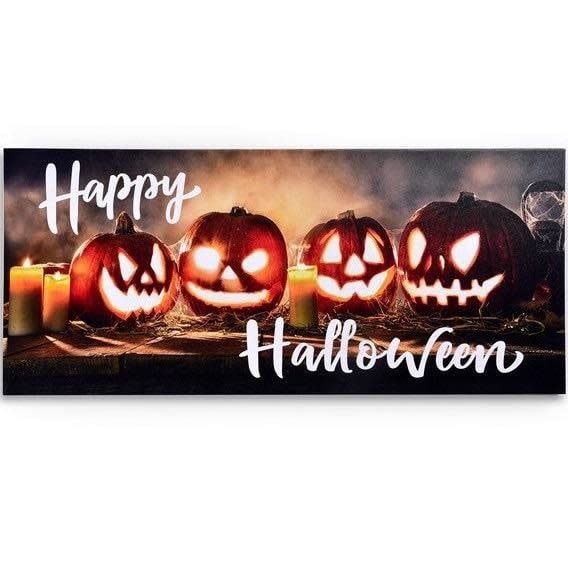 Halloween Canvas Happy Halloween LED 13x29