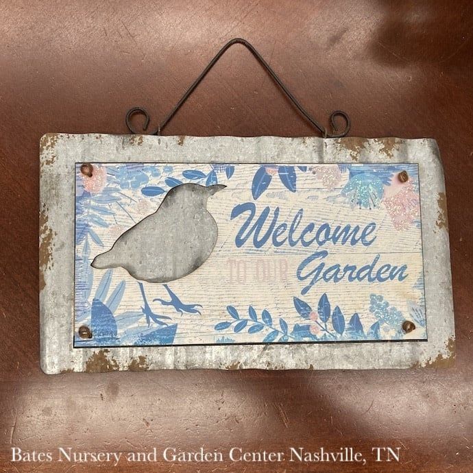 Plaque Bird/Butterfly Wood &amp; Galvanized