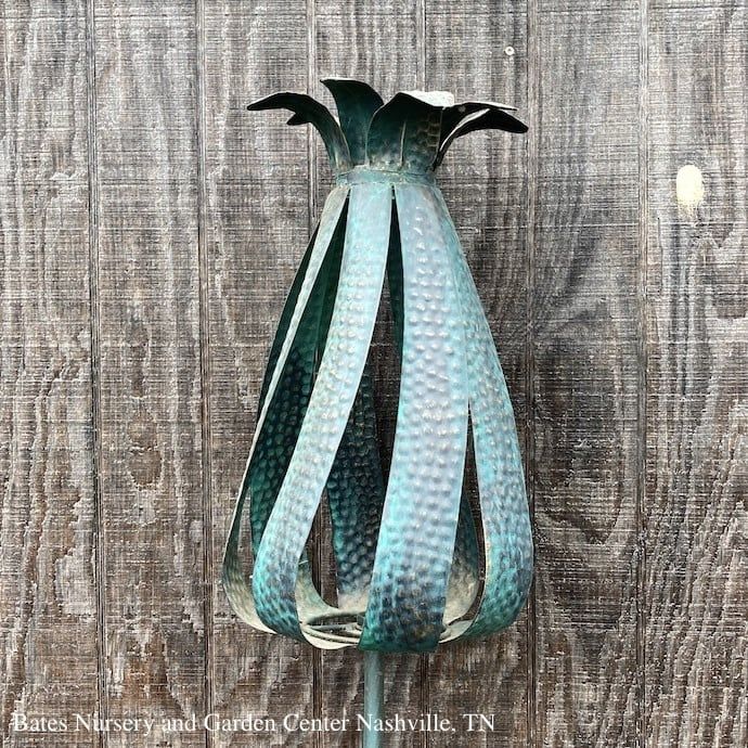 Wind Spinner / Garden Stake Pineapple Verdigris Iron 72H
