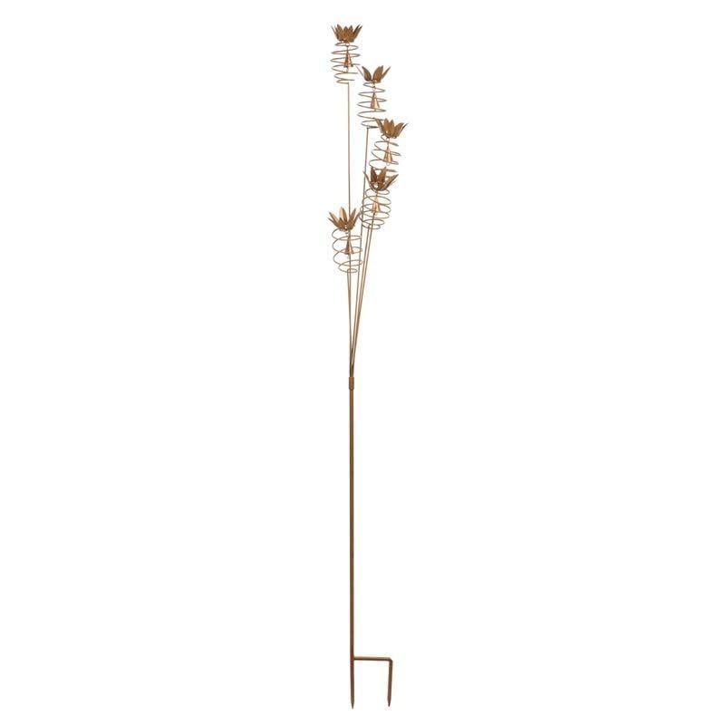 Garden Stake Spiral Pineapple w/Bell 5H Metal