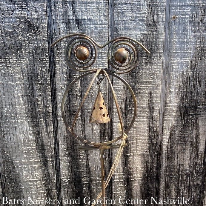 Garden Stake Owl w/Bell Flamed 4x27H