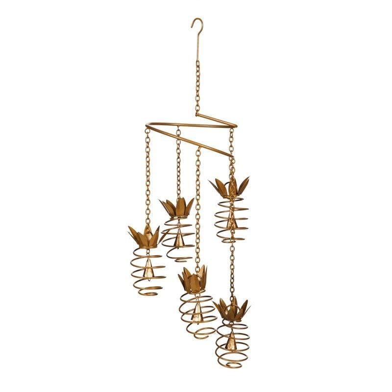 Hanging Mobile Spiral Pineapple w/Bell Metal
