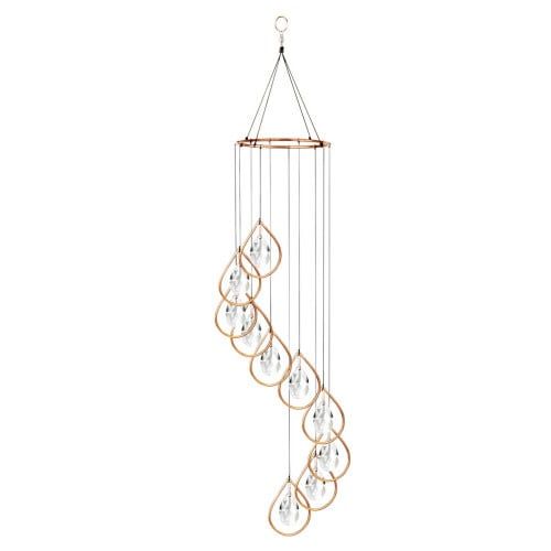 Chime/Mobile Spiral Copper Tear Drops &amp; Crystals 36&quot;