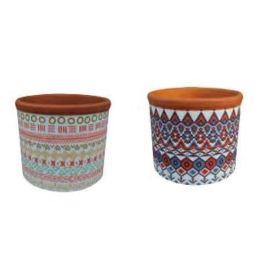 Pot Thebes Taper Asst Colors &amp; Designs 5x5 Terracotta