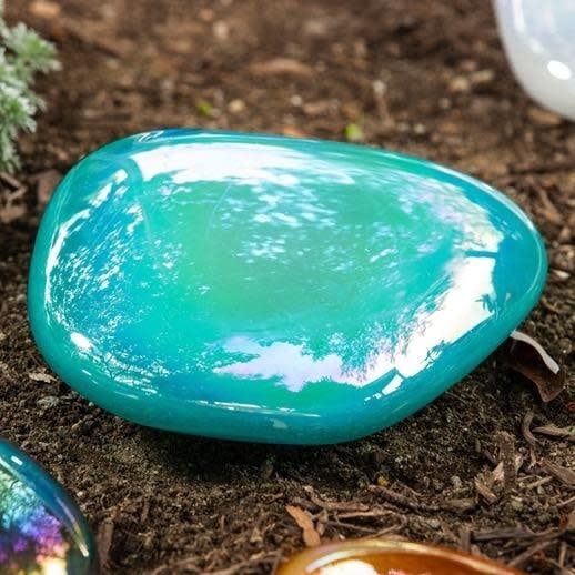 Garden Stone Art Glass Turquoise
