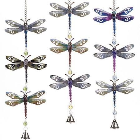 Wind Chime / Garden Bell / Mobile Dragonfly 23H Asst Metal/Acrylic