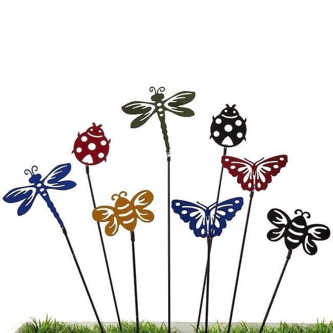 Plant Pick / Garden Stake Ladybug/drgfly/Bee Asst 18H