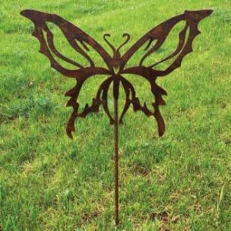 Garden Stake Butterfly Silhouette Borcon Steel 32x42H