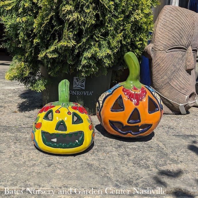 Lantern Pumpkin /Jack O Lantern Long Stem MED 10.5x10 Talavera