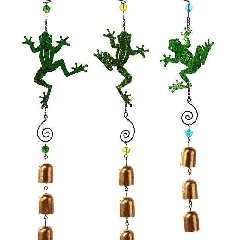 Wind Chime / Garden Bell / Mobile Frog 19H Asst Metal