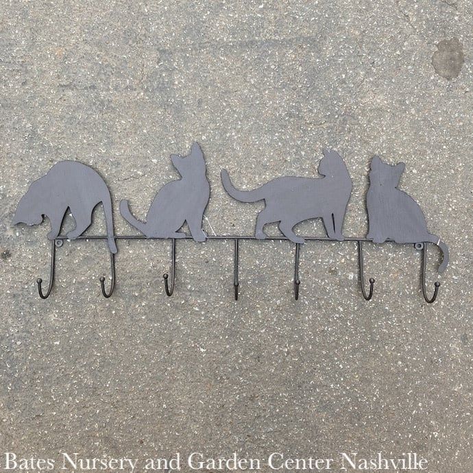 Wall Hook Cat Design 7-Hooks 27x10 Metal