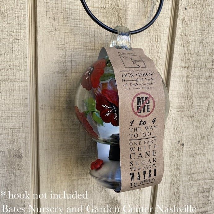 Bird Feeder Hummingbird Feeder Dew Drop Botanica - Red Glass