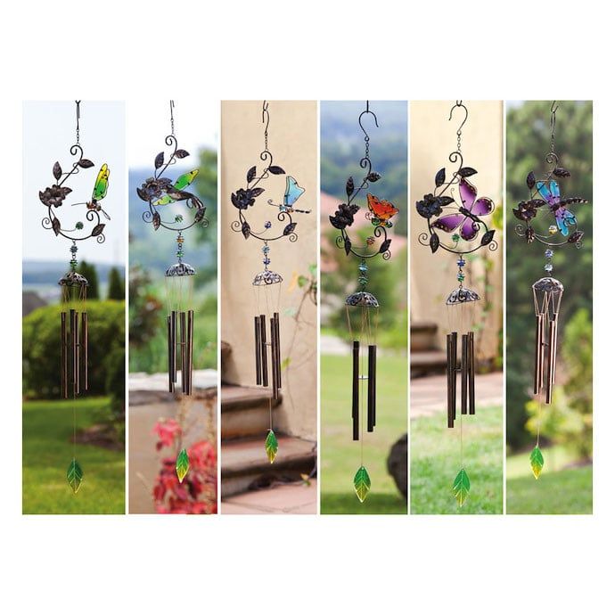 Wind Chime Garden Flutter 33H Asst