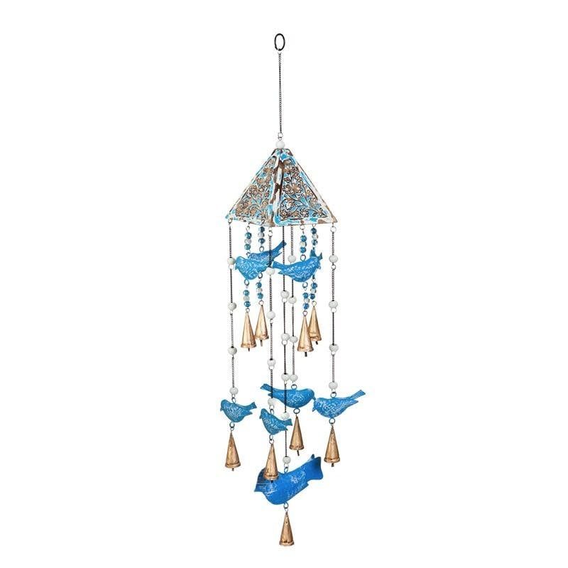 Wind Chime / Garden Bells Blue Bird 33H Wood/Metal