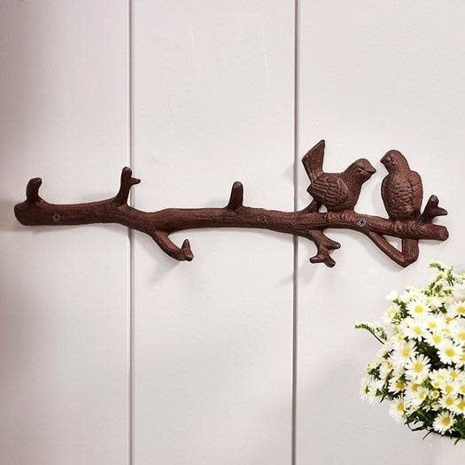 Wall Hook Birds on Branch Cast Iron18x1x4