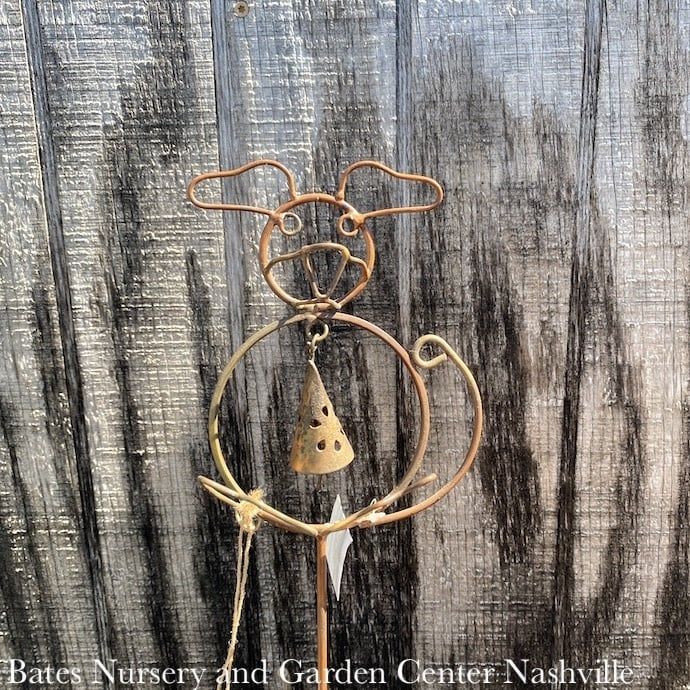 Garden Stake Dog w/Bell Flamed 4x27H