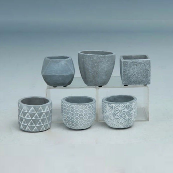 Pot Mini Pot 4&quot; Asst Styles/Patterns Cement